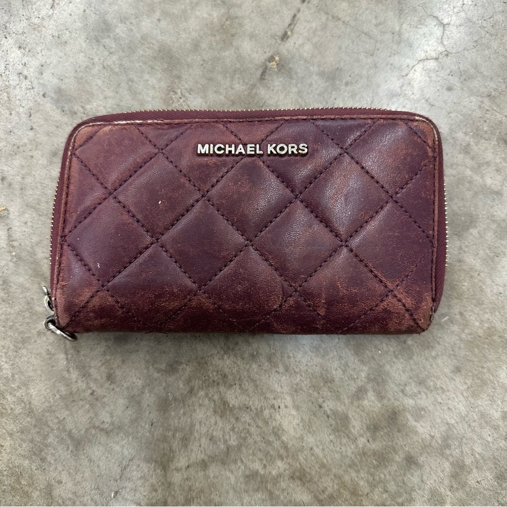 Michael Kors Quilted Leather Wallet in Deep Brown